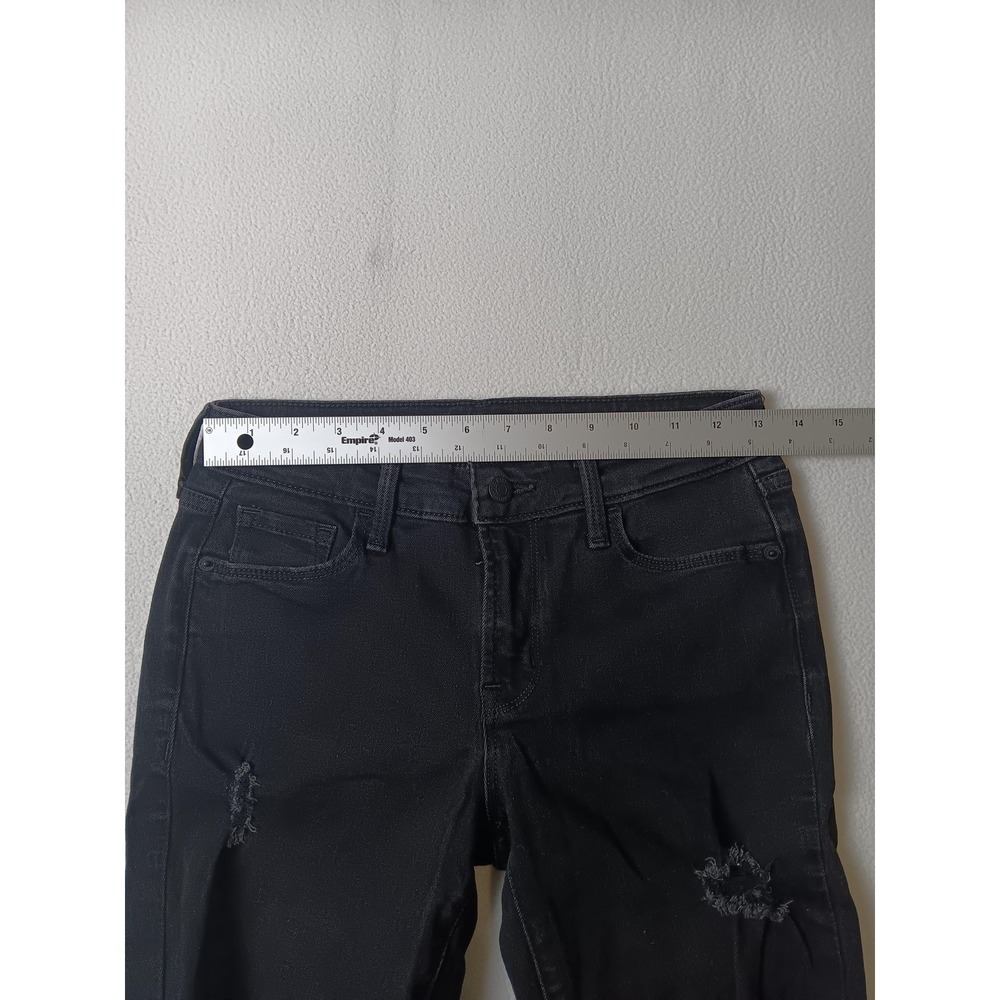 Old Navy Power Slim Straight Jeans Womens 2 Black Wash Distressed Stretch Denim - Picture 5 of 8
